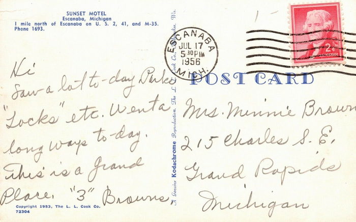 Sunset Lodge (Sunset Motel) - Old Postcard (newer photo)
